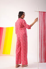 Garments print on pink shrug set