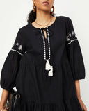 Embroidered Tunic with Neck Tie-Up