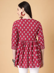 Women Print Cinched Waist Top