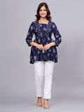 Blue cotton printed tops