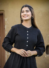 Black Printex Cotton Tunic Top
