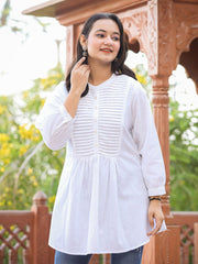 Pastel White Cotton Tunic Top