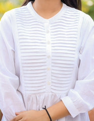 Pastel White Cotton Tunic Top
