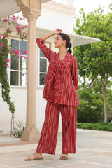 Chic lines red cotton co-ord set