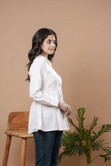 Weavllite White Cotton Solid Tunic